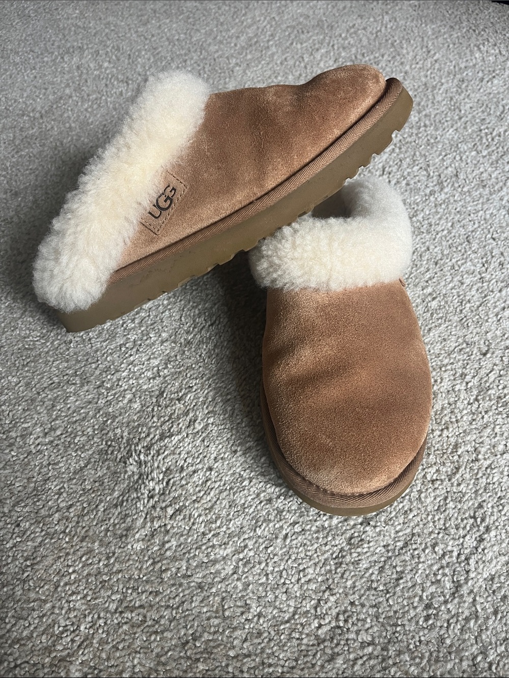 UGG Women's Chestnut Suede Shearling Cuff Slide